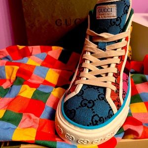Gucci new canvas colorful dapper dan tennis 77 size 37